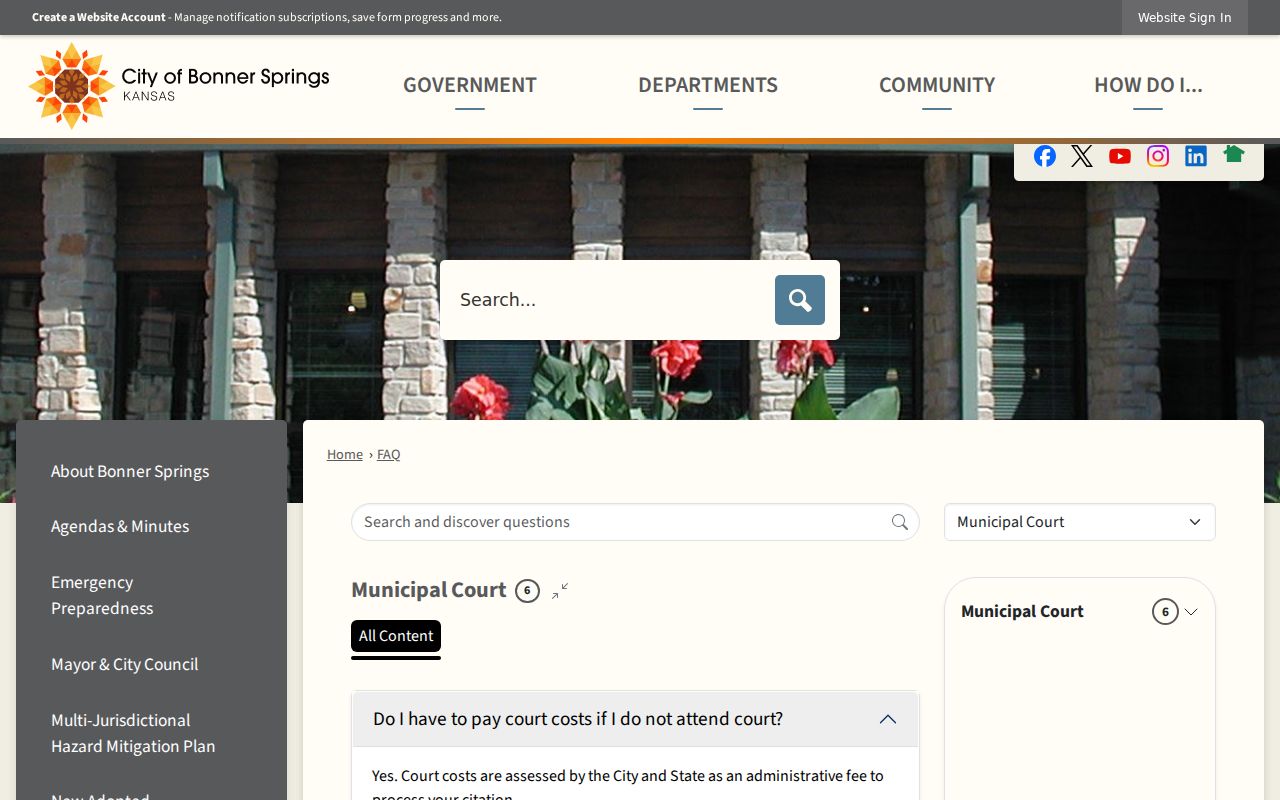Bonner Springs municipal payment and continuance FAQ