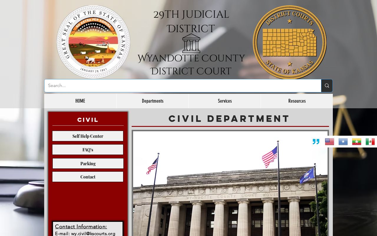 Wyandotte County District Court civil and domestic counter page