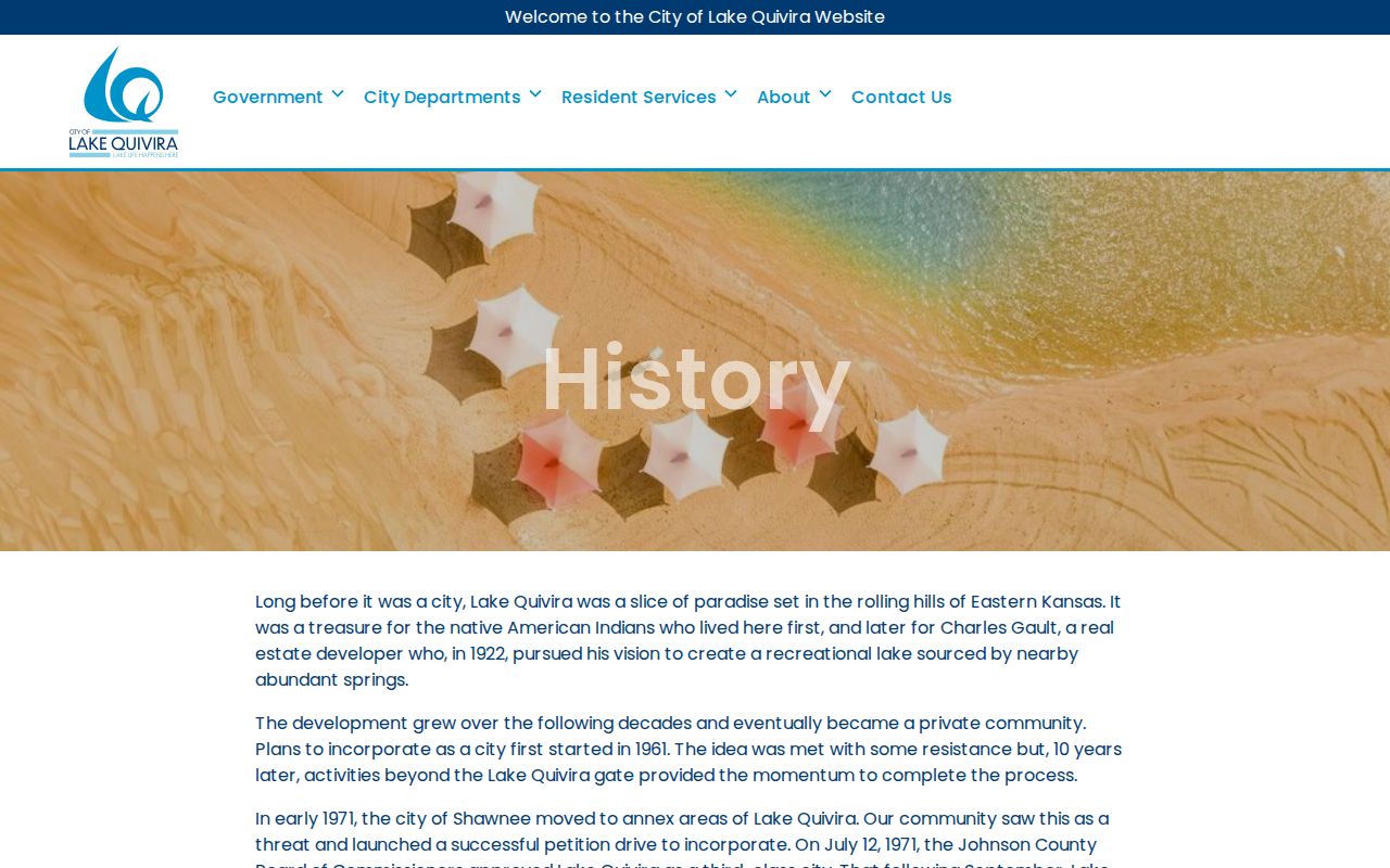 Lake Quivira city history and City Hall context